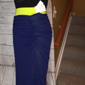 STEM BRAND NWT SIDE RUCHED ELASTIC WAISTBAND LEG SPLIT MAXI
